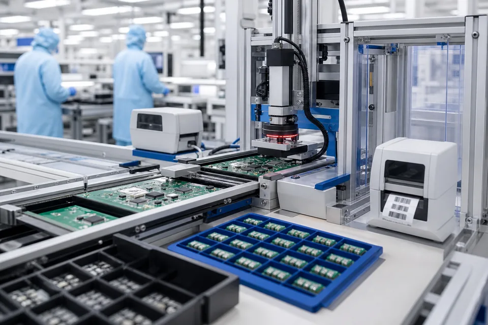 Electronics manufacturing and component traceability line