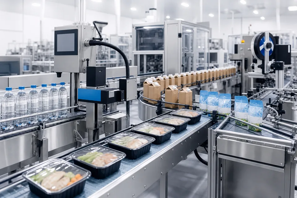Food and beverage coding and labelling production line