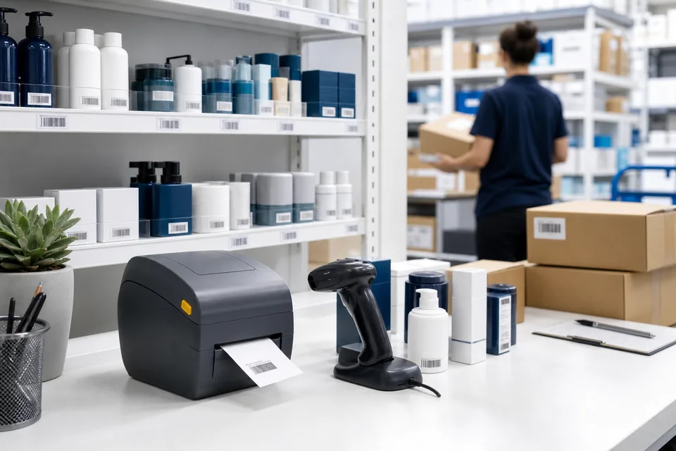 Retail stockroom barcode labelling and inventory workflow